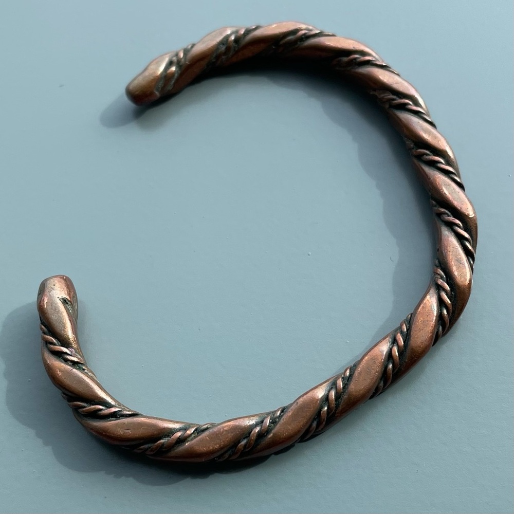 Vintage Solid Copper Twist Cuff Bracelet - image 2